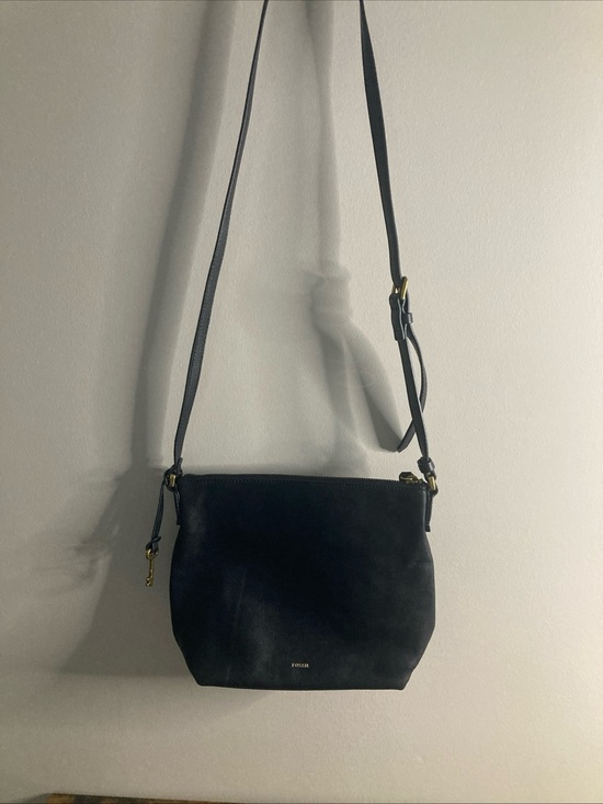 Fossil Handbags - FOSSIL Black Crossbody Organizer Handbag Hippie Boho Purse Cowhide Leather